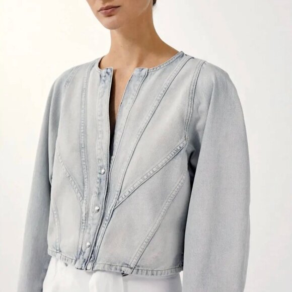 IRO Jacket SAINTE Denim V neck - Size 38 / 6 / Medium - NWOT $415 - Picture 1 of 6